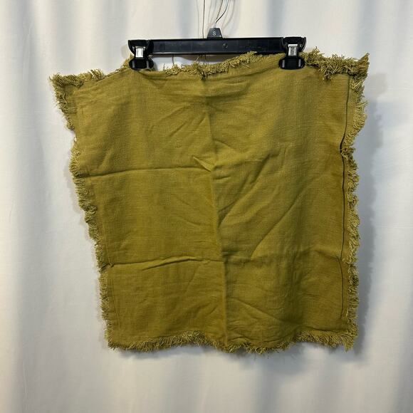 Atlinia Pillow Case Sham Fringed Cushion Cover 20"x20" Linen Blend Olive NWT - Picture 4 of 4